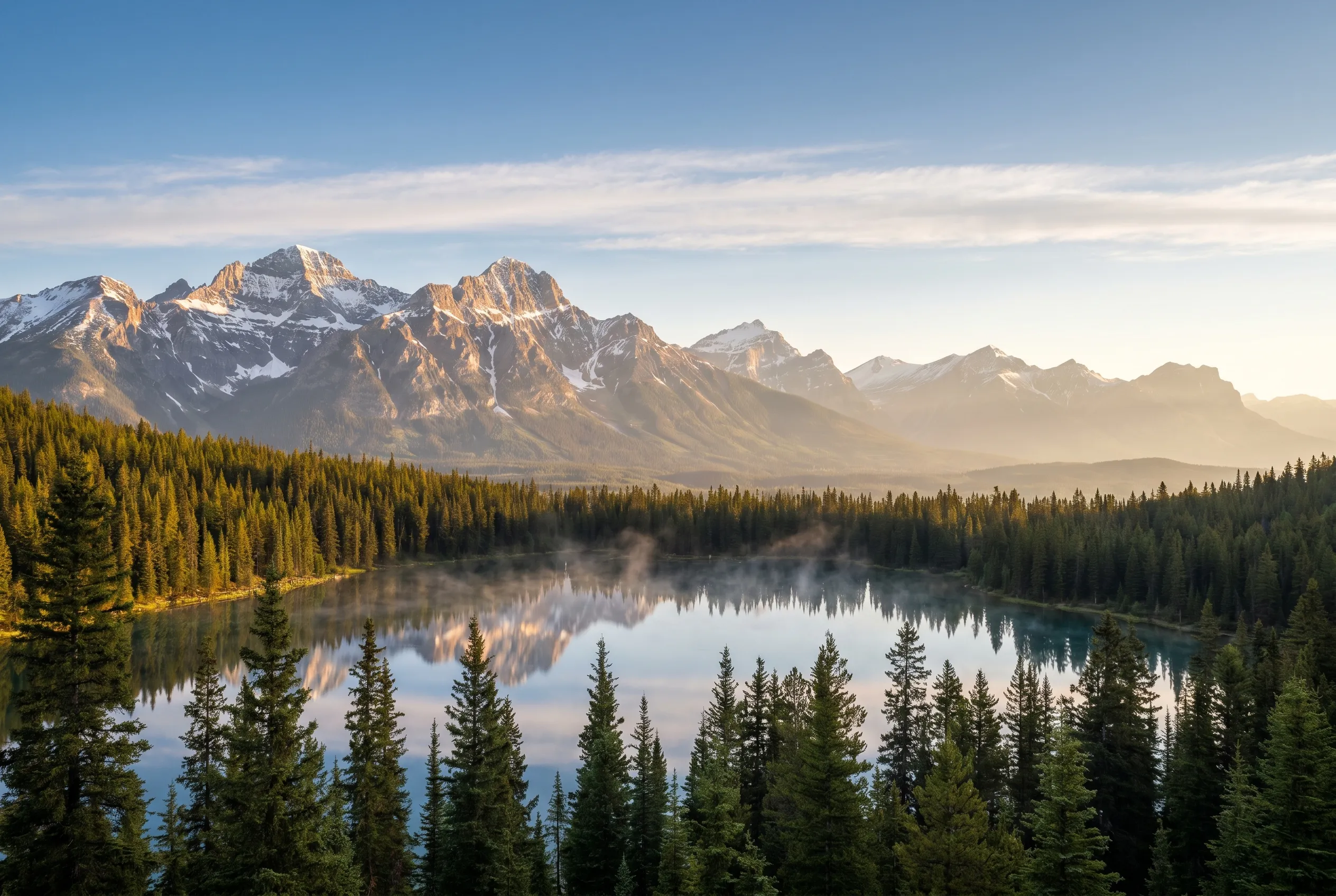 The Canadian Rockies near Calgary at golden hour
